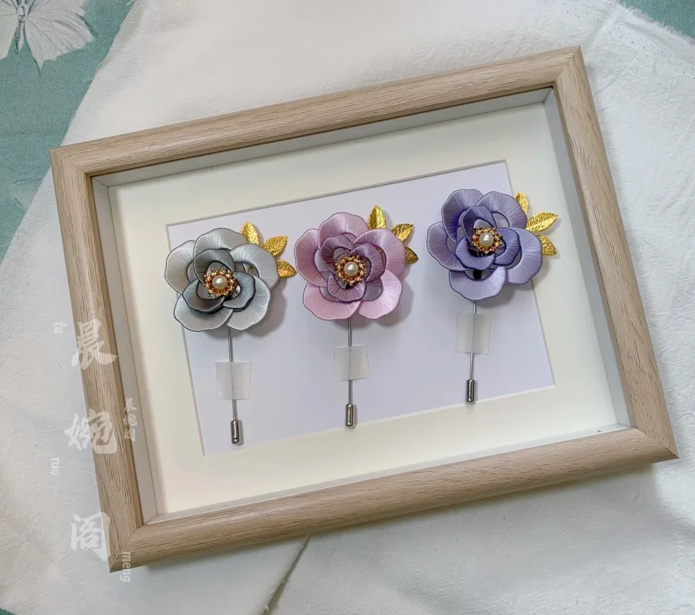 Handmade Chanhua Rose Brooch - Thread Rose Flower Pin – Image 2