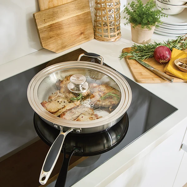 Couvercle en verre et inox multidiamètre 24, 26 et 28 cm Mathon – Image 2