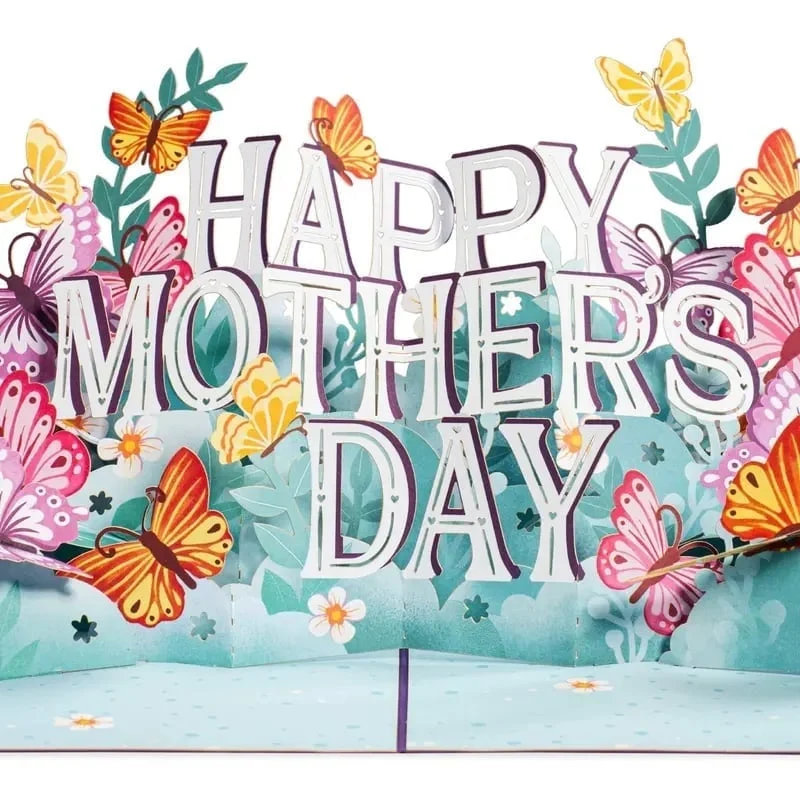 Carte pop-up 3D papillons pour la fête des mères Carte pop-up 3D papillons pour la fête des mères