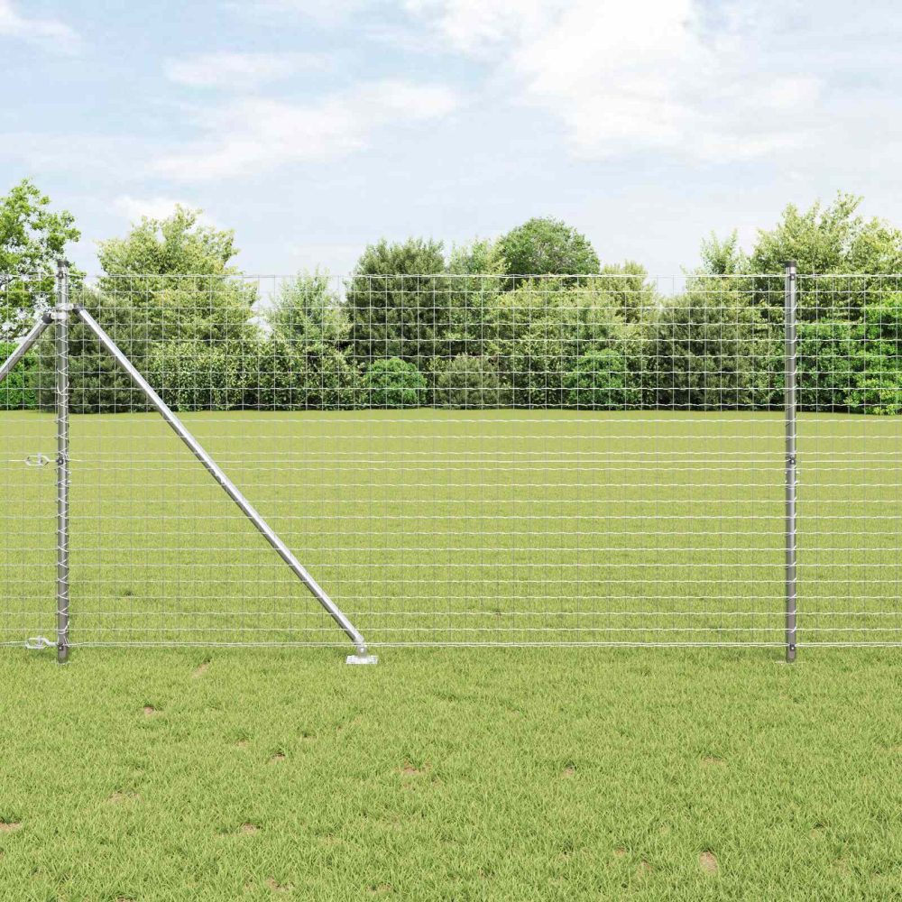 Ground Spike Fence Post 52 pcs Silver Powder-Coated Steel