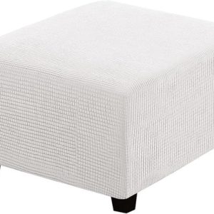 Housse de repose-pieds extensible Daity, housse de repose-pieds carrée pour salon, tissu jacquard épais avec élastique en bas (taille M, ivoire) Housse de repose-pieds extensible Daity, housse de repose-pieds carrée pour salon, tissu jacquard épais avec élastique en bas (taille M, ivoire)