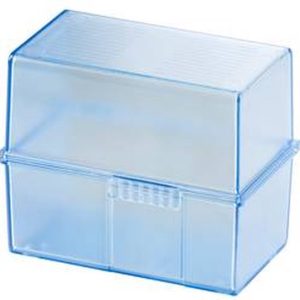 HAN DIN A8 979-64 Boîte à fiches translucide, bleu nombre maximum de cartes: 200 cartes A8 horizontal avec 100 cartes l