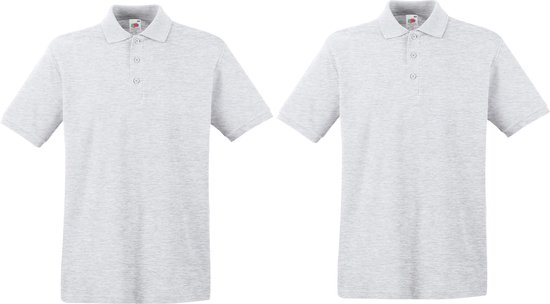 Lot de 2 polos gris clair premium taille M en coton pour homme - T-shirts polo pour homme