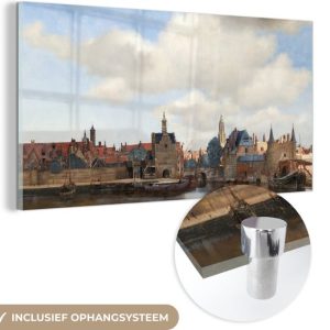 MuchoWow® Peinture sur verre 40×20 cm – Peinture sur verre acrylique – Vue de Delft – Peinture de Johannes Vermeer – Photo sur verre – Peintures