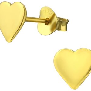 Joie|S – Boucles d&rsquo;oreilles coeur en argent – 7 mm – plaqué or 14 carats