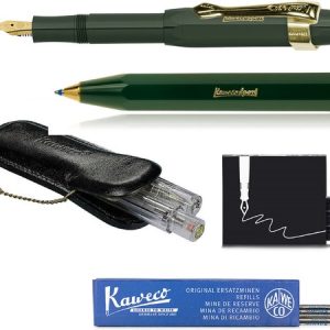 Kaweco – Coffret cadeau – stylos (6 pièces) – Trousse – Stylo plume Fine avec Clip – Stylo bille – Vert – Cartouches d’encre – Recharges bille Kaweco – Coffret cadeau – stylos (6 pièces) – Trousse – Stylo plume Fine avec Clip – Stylo bille – Vert – Cartouches d’encre – Recharges bille