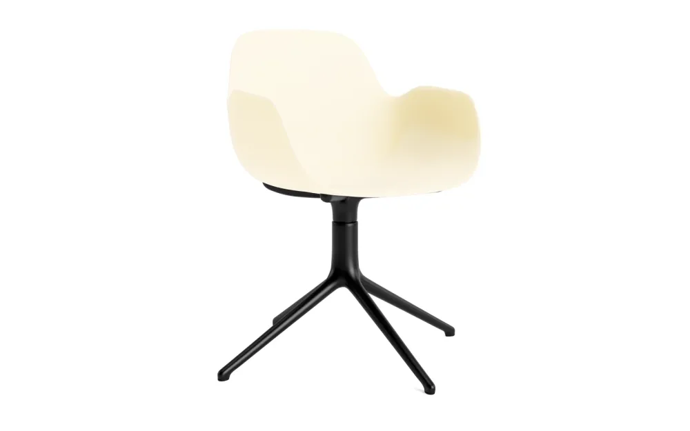 Form Drehstuhl Creme/schwarzes Aluminium