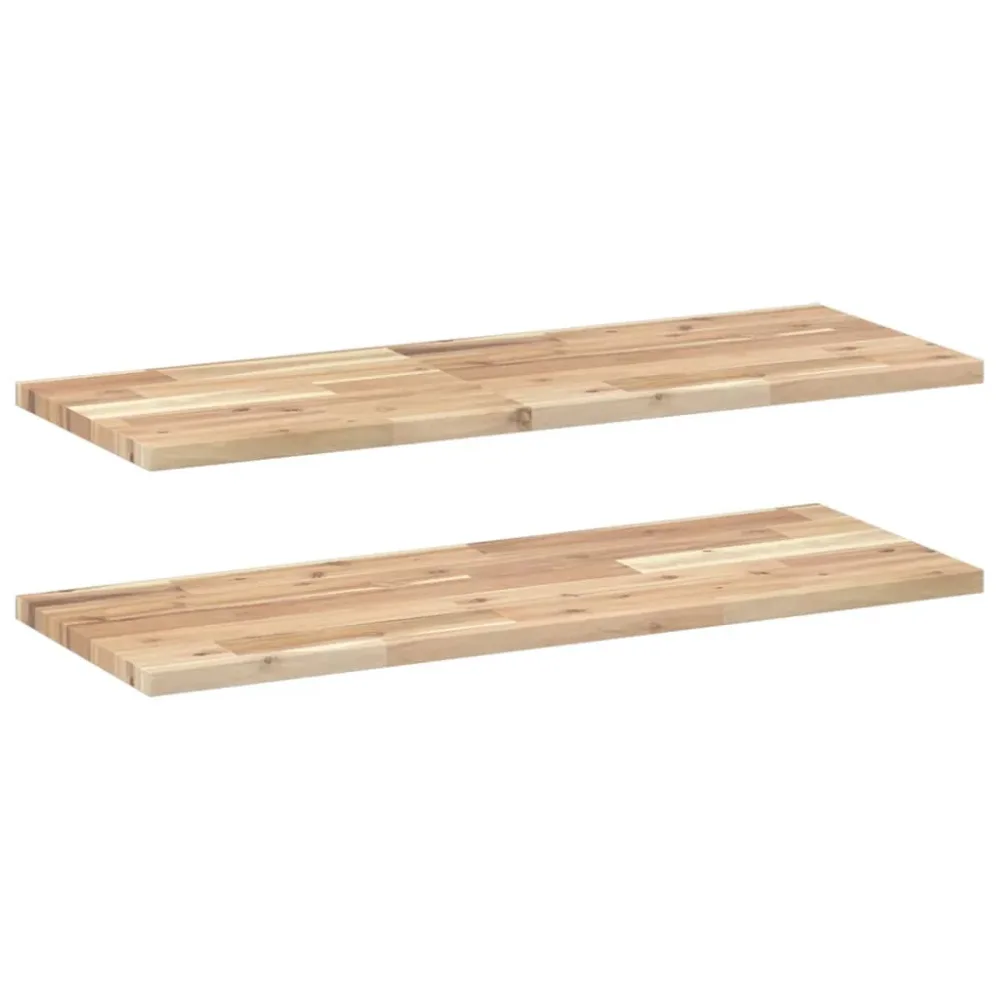 Floating Shelves 2 pcs 100x30x2 cm Untreated Solid Wood Acacia – Image 2