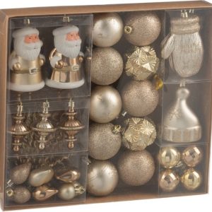 J-Line – Boules de Noël – plastique – beige/écru – boîte de 45 J-Line – Boules de Noël – plastique – beige/écru – boîte de 45