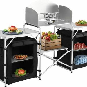 Happyment Cuisine de camping deluxe – 2 en 1 – Pliable – Armoire de camping – Table de cuisson – Cuisine extérieure de camping – Pliable Happyment Cuisine de camping deluxe – 2 en 1 – Pliable – Armoire de camping – Table de cuisson – Cuisine extérieure de camping – Pliable