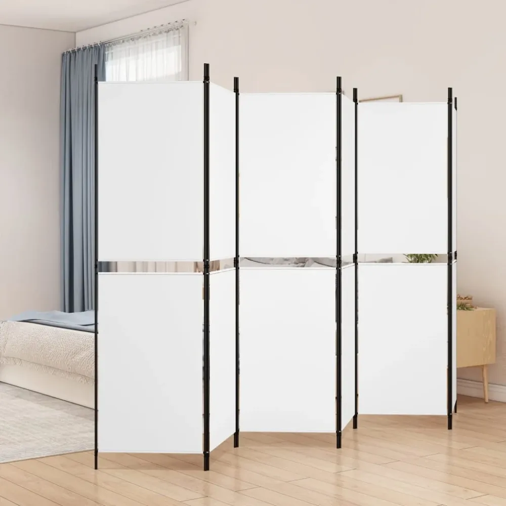 6-Panel Room Divider White 300×180 cm Fabric 6-Panel Room Divider White 300×180 cm Fabric
