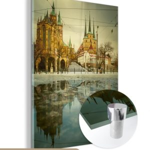 MuchoWow® Peinture sur verre 90×120 cm – Peinture acrylique sur verre – Cathédrale d’Erfurt avec reflet dans un grand étang en Allemagne – Photo sur verre – Peintures MuchoWow® Peinture sur verre 90×120 cm – Peinture acrylique sur verre – Cathédrale d’Erfurt avec reflet dans un grand étang en Allemagne – Photo sur verre – Peintures