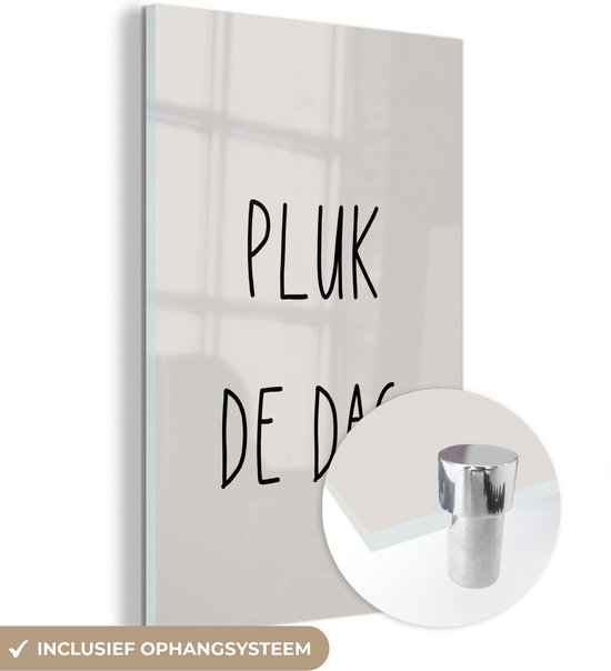MuchoWow® Peinture sur verre 40x60 cm - Peinture acrylique sur verre - Texte - Citations - Carpe Diem - Profite du moment présent - Photo sur verre - Peintures