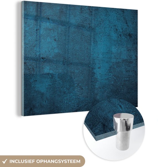 MuchoWow® Peinture sur verre 120x90 cm - Peinture sur verre acrylique - Natuursteen - Béton - Pierre - Blauw - Photo sur verre - Peintures