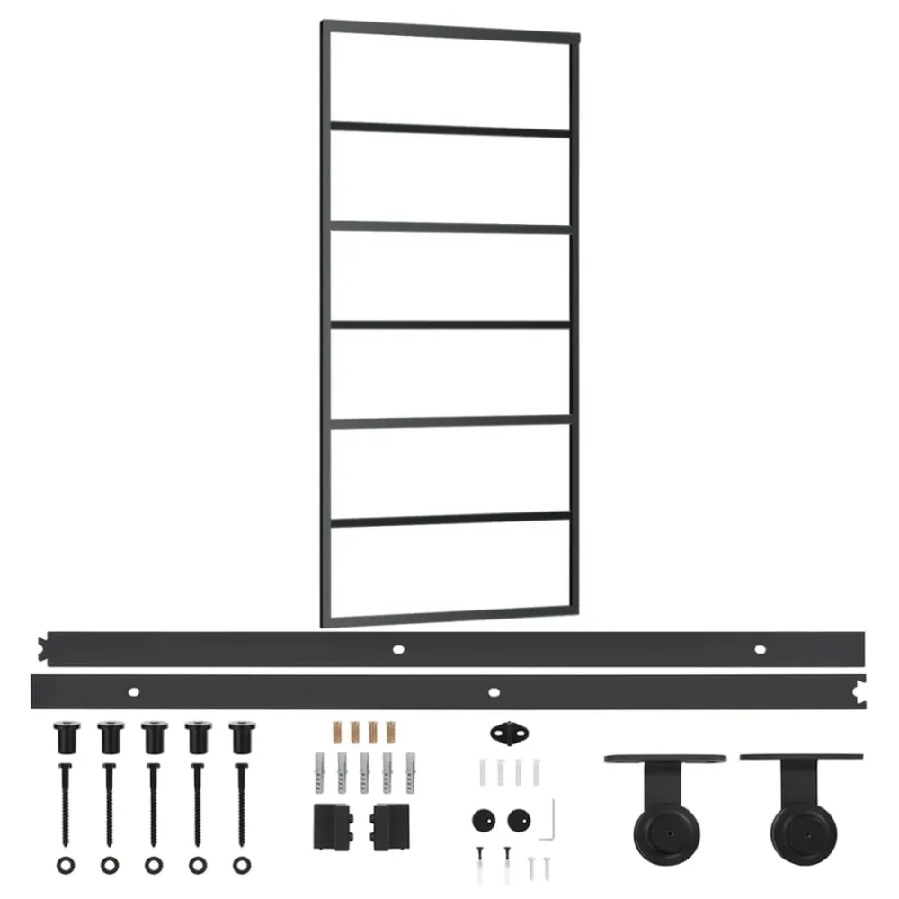 Sliding Door with Hardware Set ESG Glass&Aluminium 90x205 cm – Image 2