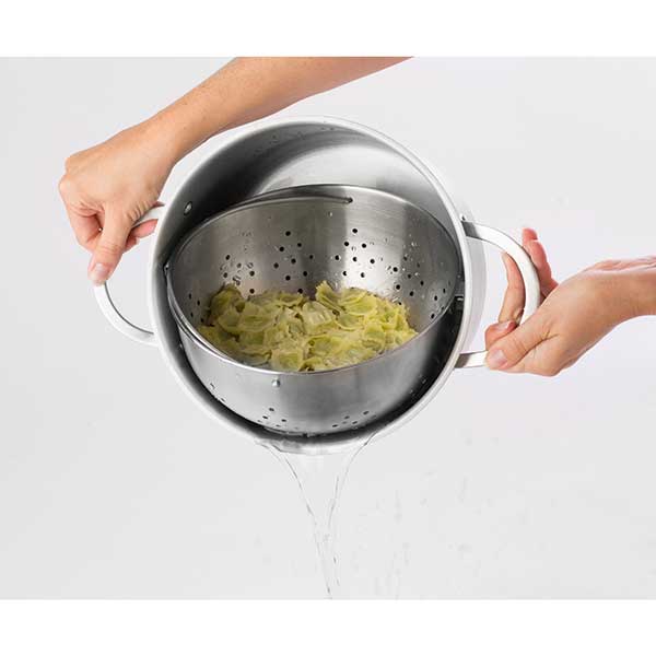 Faitout multifonction cuiseur vapeur et cuit pâtes avec panier passoire rotatif en inox et couvercle en verre 24 cm 6,7 L Mathon – Image 2