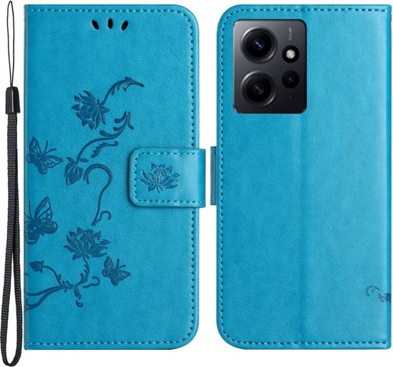 Fleurs Book Case - Coque Xiaomi Redmi Note 12 4G - Blauw