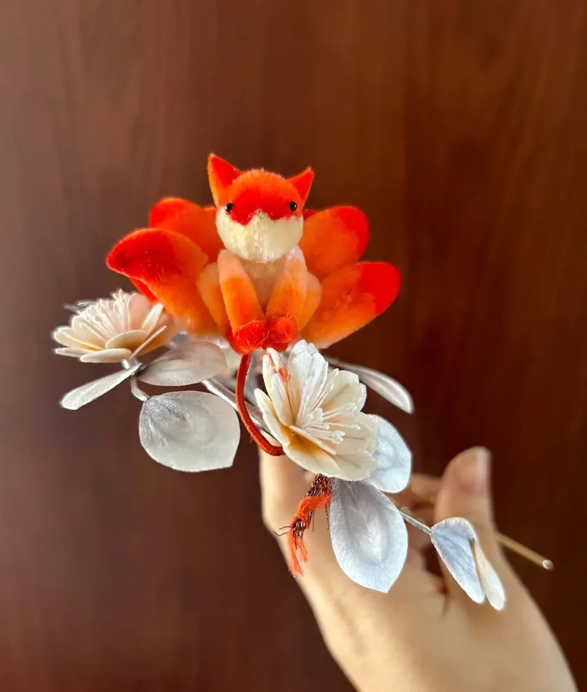 Fox Bespoke Hairpin-Silk Hairpin (Ronghua) – Image 3