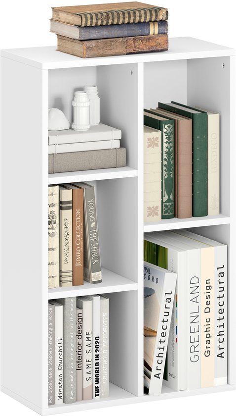 HOMCOM Bibliothèque - Panneau de particules - 50x24x80cm - Blanc