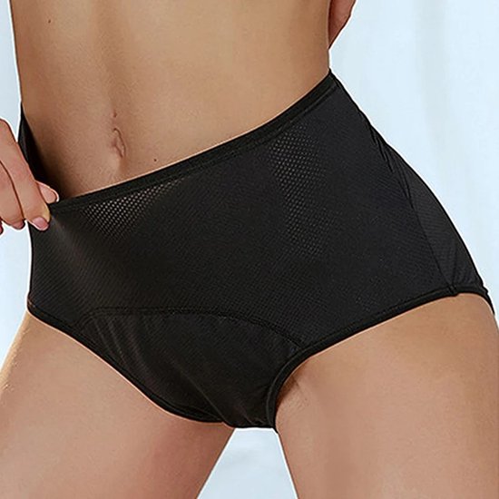 Happyslips Sous-vêtements menstruels – 4 pièces – Sous-vêtements menstruels – Taille haute – Respirant – Anti-fuite – Zwart – Taille M