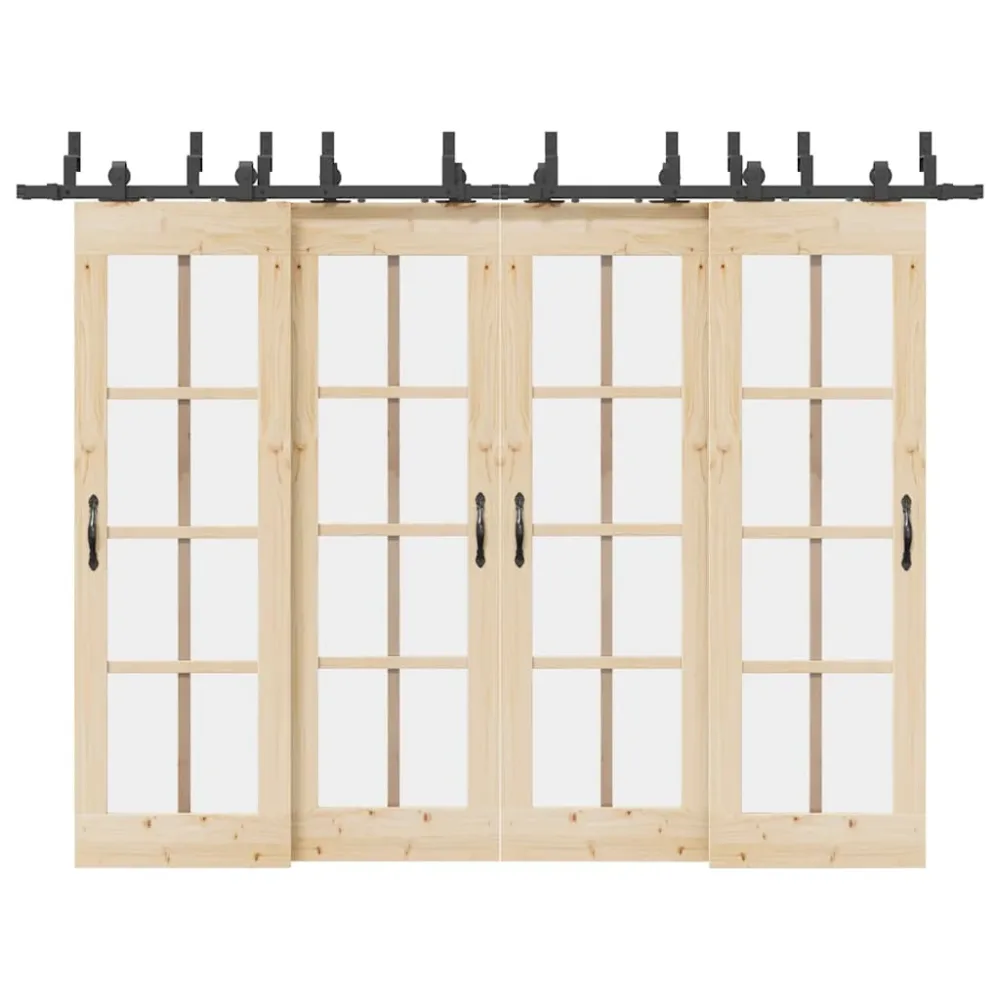 Sliding Door Hardware Kit 305 cm Steel Black