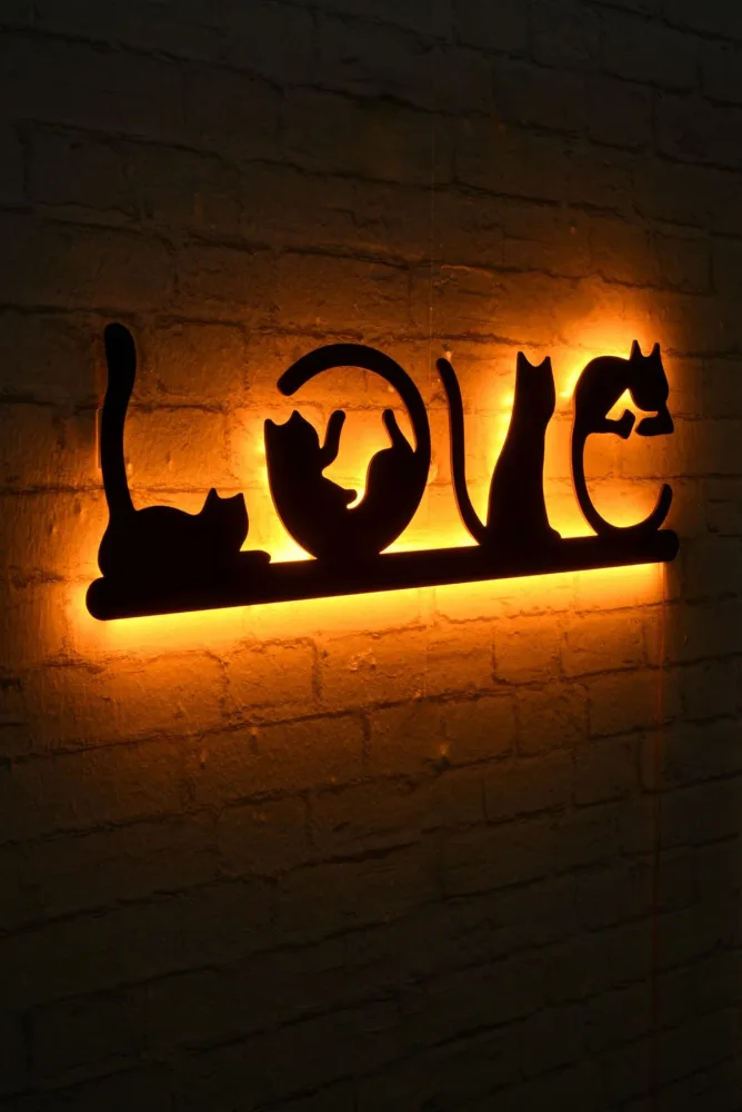 Cat Love Wandleuchte - Gelb – Image 3