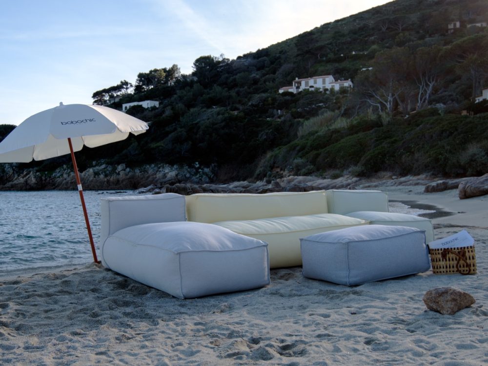 Pouf avec bache de protection pour canape de jardin modulable BIARRITZ