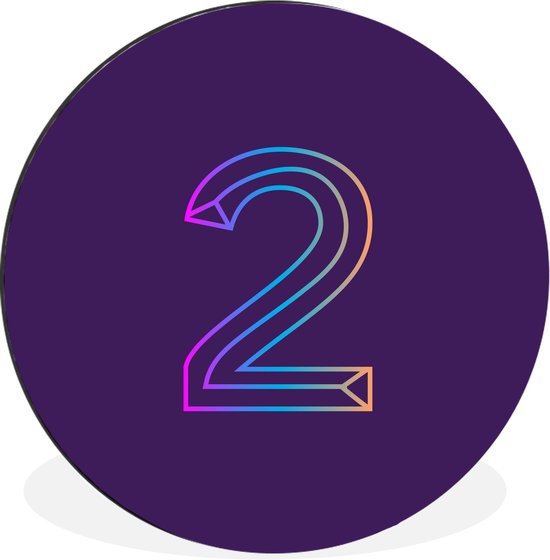 Illustration du numéro deux sur fond violet Cercle mural aluminium ⌀ 60 cm - tirage photo sur cercle mural / cercle vivant / cercle de jardin (décoration murale)