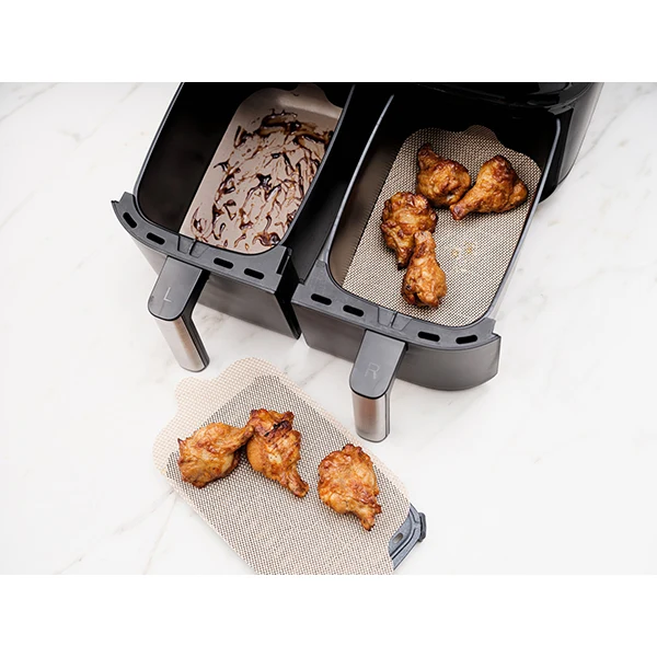 Set de feuilles de cuisson rectangulaires pour friteuses à air chaud double panier NoStik – Image 2