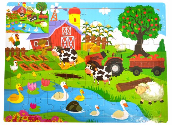 Grand puzzle éducatif en bois - 44 pièces