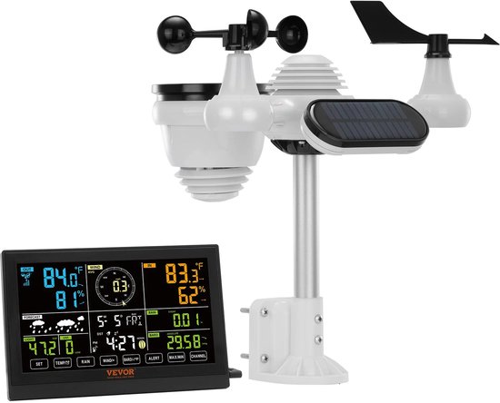 NordHaus Station Météo Sans Fil - Moniteur Climatique Intérieur Extérieur - Capteur 7-en-1 - Portée 150 m - Énergie Solaire - Écran 19 cm