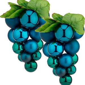 Grappe de raisin faux fruits/décoration de Noël faux fruits – 25 cm – bleu – 2x pièces Grappe de raisin faux fruits/décoration de Noël faux fruits – 25 cm – bleu – 2x pièces