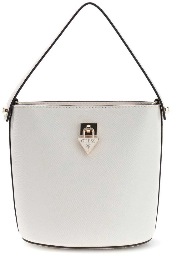 GUESS sac à épaule bandoulière Patsie Top Handle Bucket Cream White écru