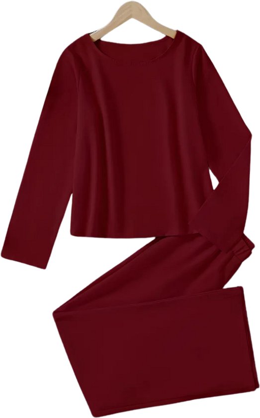 Pantalon en lin Bovista pour femme - Pantalon d'été - Adultes - Pantalon long - Pantalon de plage - Été - Style Ibiza - Bordeaux - Taille L