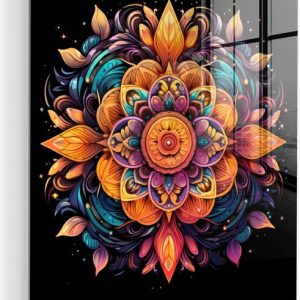 MuchoWow® Tableau sur verre 100×150 cm – Tableau sur verre acrylique – Mandala – Couleurs – Zwart – Fleurs – Photo sur verre – Décoration murale salon – Décoration murale chambre – Peintures MuchoWow® Tableau sur verre 100×150 cm – Tableau sur verre acrylique – Mandala – Couleurs – Zwart – Fleurs – Photo sur verre – Décoration murale salon – Décoration murale chambre – Peintures