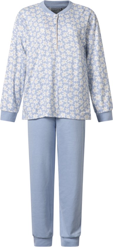Lunatex - pyjama chaud pour femme 124227 interlock - imprimé floral - bleu - taille XL