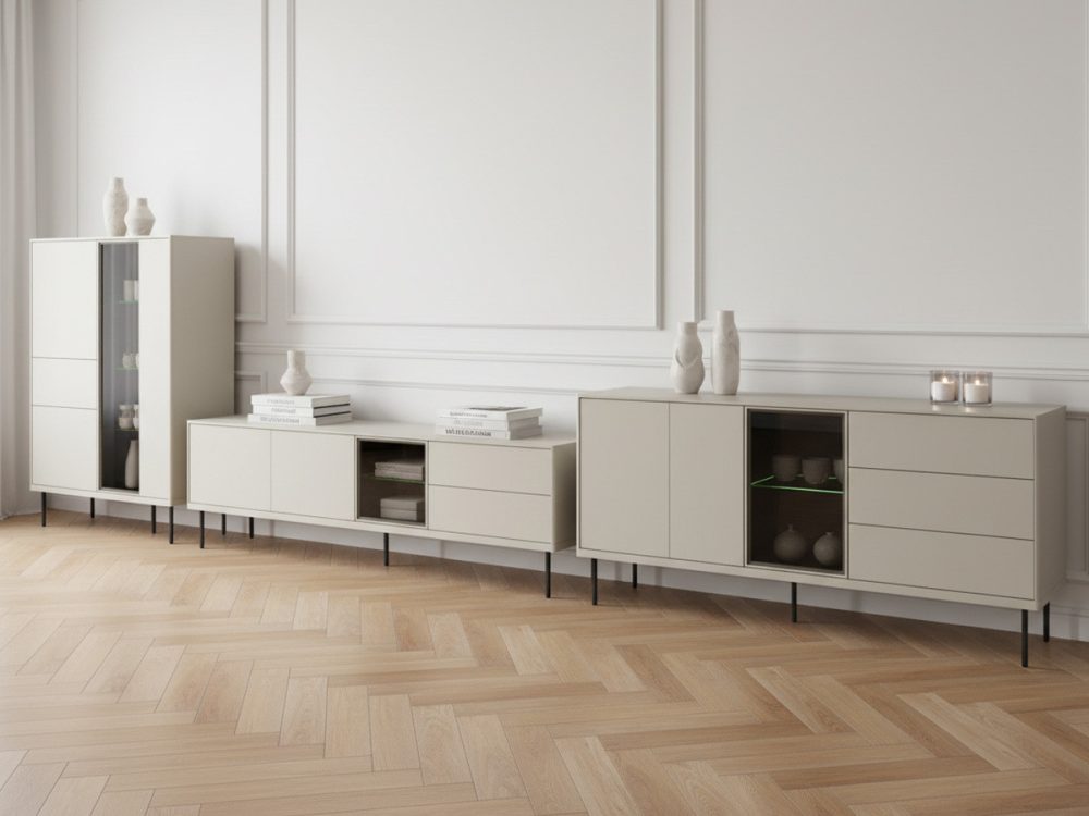 Ensemble ESPERA avec buffet 194 cm + meuble TV 194 cm + meuble vitrine avec LEDS – Image 3