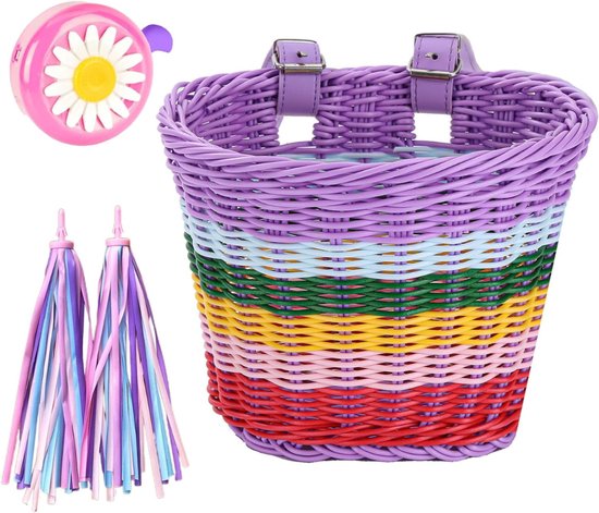 Panier de vélo enfant DailySupplies® - Panier de vélo pour enfant - Caisse de rangement pour vélo enfant - Arc-en-ciel