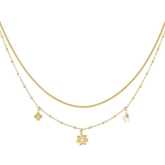 Golden Flower Layered – Collier – Goud – Bloemen Golden Flower Layered – Collier – Goud – Bloemen