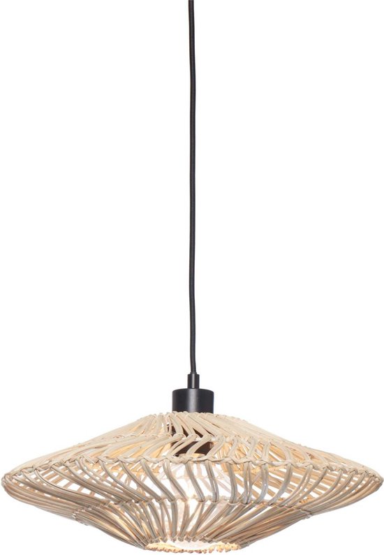 GOOD&MOJO Suspension Zanzibar - Rotin Blanc - Ø40x12cm - Rotin - Moderne - Luminaires suspendus salle à manger, chambre à coucher, salon