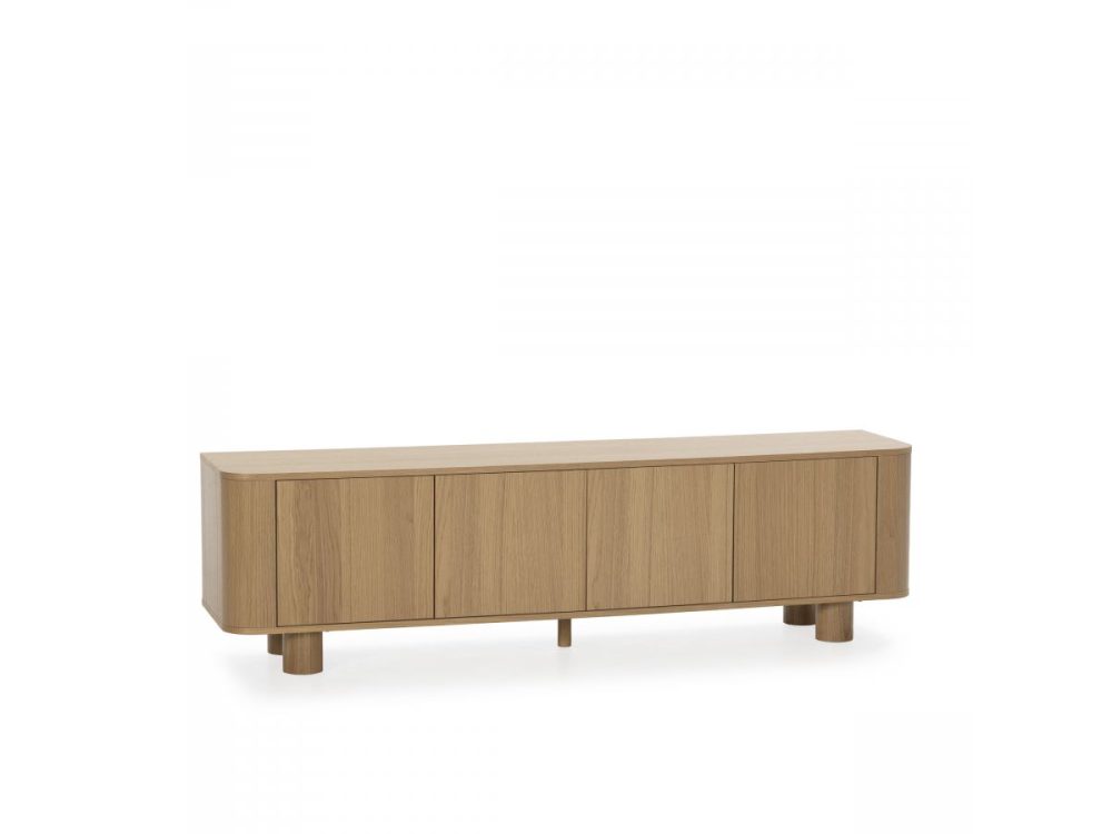 Meuble TV 4 portes 180 cm MALO placage chene massif