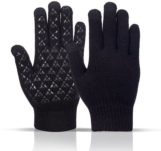 Gants d'hiver - 21 cm - Design tactile pratique - Convient au froid - Chauds - Gants tricotés - Convient à la course et à la conduite - Gants d'hiver chauds pour hommes et femmes - Paume antidérapante