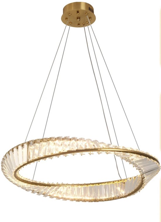 Lustre de Luxe Valora - Lampe suspendue - Avec cristaux - Salle à manger - Salon - Chambre - Bureau - Goud - 58 cm