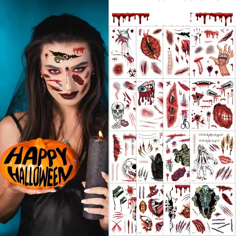 Tatouage temporaire de maquillage de farce d'Halloween – Image 2