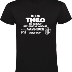 Je suis Théo, chaque boisson que tu m’offriras aujourd’hui je boirai T-shirt homme – fête – boisson – alcool – bière – festival – pub – cocktail – bar – copain – copine – anniversaire – anniversaire – cadeau – humour – drôle Je suis Théo, chaque boisson que tu m’offriras aujourd’hui je boirai T-shirt homme – fête – boisson – alcool – bière – festival – pub – cocktail – bar – copain – copine – anniversaire – anniversaire – cadeau – humour – drôle
