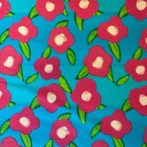 Tissu à maillot – Fleuri bleu et rose Tissu à maillot – Fleuri bleu et rose