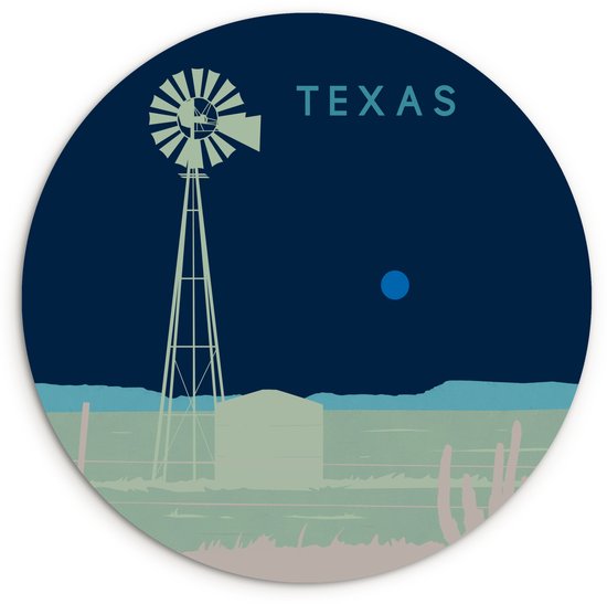 Illustration Texas aux États-Unis Assiette en plastique cercle mural ⌀ 140 cm