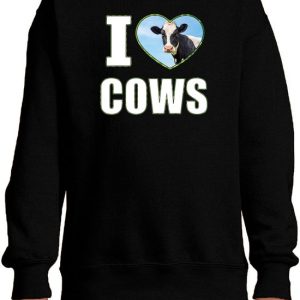 J&rsquo;aime les vaches pull avec animaux photo d&rsquo;une vache noire pour enfant – cadeau pull amant de vache – vêtements pour enfants / vêtements 7-8 ans (122/128)