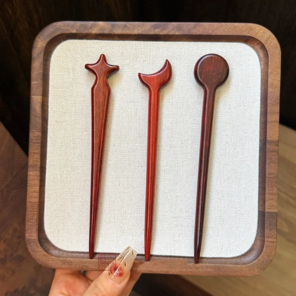 Natural Rosewood Hair Stick Set - Three Body Celestial Design Hairpins #三体
