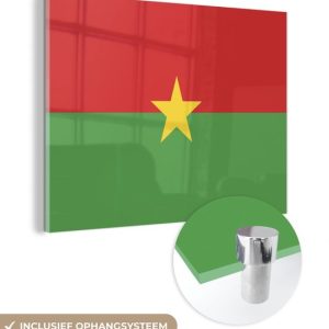 MuchoWow® Peinture sur verre 40×30 cm – Peinture acrylique sur verre – Illustration du drapeau du Burkina Faso – Photo sur verre – Peintures